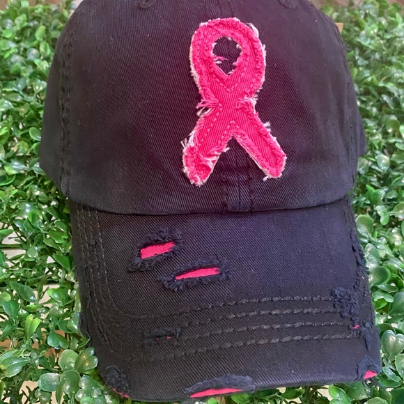 BRAND NEW WITH TAGS Distressed Pink Ribbon “Hope” Baseball Cap - Picture 6 of 7